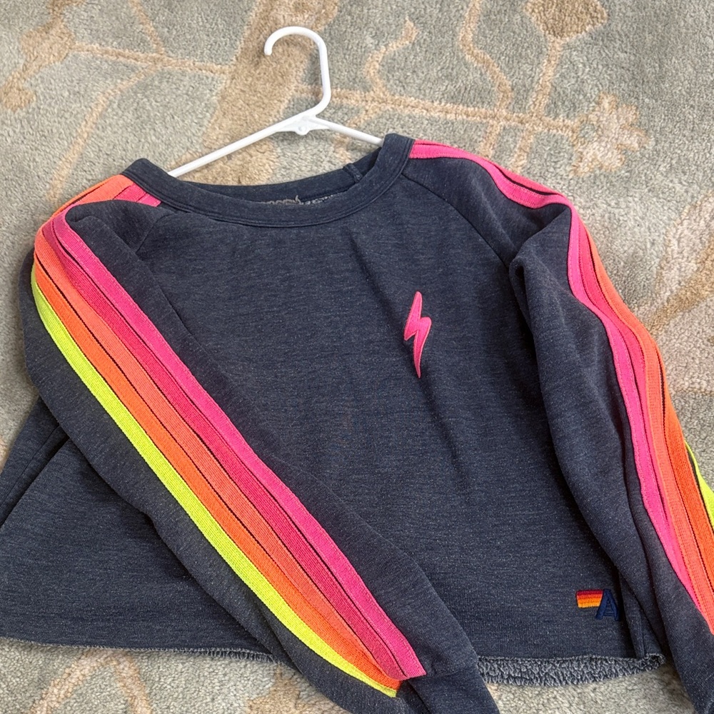 Aviator Nation Rainbow Stripe Sweatshirt
